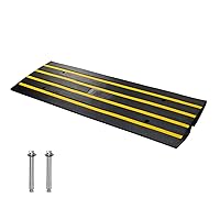 VEVOR Car Driveway Rubber Curb Ramps Heavy Duty 33069lbs Capacity Threshold Ramp 2.6 Inch High Cable Cover Curbside Bridge Ramp for Loading Dock Garage Sidewalk (1-Channel, 1Pack-Curb Ramp)