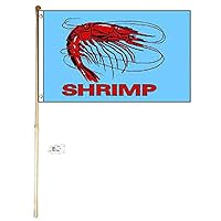 3x5 3'x5' Shrimp Blue Polyester Flag With 5' (Foot) Flag Pole Kit With Wall Mount Bracket & Screws (Imported)
