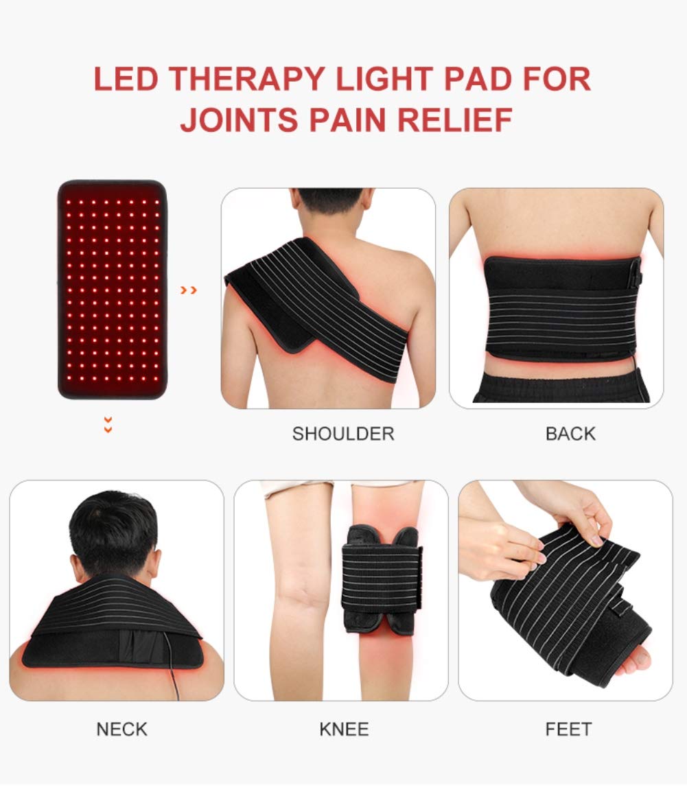 25W 660nm LED Red Light and 850nm Near Infrared Light Therapy Devices Large Pads Wearable Wrap for Body Pain Relief