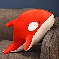 Nice Huggable Big Killer Whale Doll Pillow Orcinus orca Black and White Whale Plush Toy Doll Shark Kids Boys Soft Toys (Red,95cm/37.4 inch)