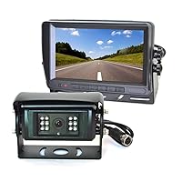 VS824M Motorized Shutter Reverse Backup Camera with Built-in Heater & 7 Inch Self Standing TFT LCD Monitor for Truck Bus RV Trailer Caravan
