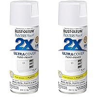 Rust-Oleum 249126 Painter's Touch 2X Ultra Cover Spray Paint, 12 oz, Flat White (Pack of 2)