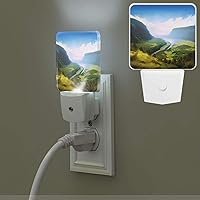 Valley Print Night Light with Light Sensors Plug in LED Lights Smart Nightstand Lamp Plug in Night Light for Bedroom Bathroom Hallway Home Decor