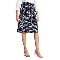 Printed A-Line Skirt for Women, Elastic Waist Midi Length Formal Look Skirt