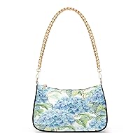 Shoulder Bags for Women Hydrangea Watercolor Hobo Tote Handbag Small Clutch Purse with Zipper Closure