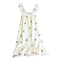 Double Layer Crepe Wood Ear Suspenders Can Be Worn Outside and Home in Summer Girls' Mid Length Nightdress 4t Boys