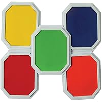 Constructive Playthings Washable Stamp Pads for Kids, Rubber, Multi-Color, Washable Ink Pad for Art Supplies, Collages, Scrapbooking and More, Large, Yellow, Blue, Green, Red, Orange, Set of 5
