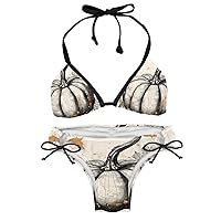 Bikini Sets for Women, Womens Swimsuits 2 Piece, Bikini Sets, Happy Thanksgiving Autumn Maple Leaf