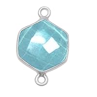 Aquamarine Stone Necklace for Jewelry Making - 12mm 15mm 18mm Hexagon Bezel Charms Pendants 24K Gold Plated Over 925 Sterling Silver Chakra Anklet DIY for Necklace Bracelet Crafting