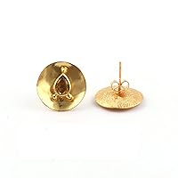 Checker Cut Purple Amethyst Gemstone Brass Designer Half Bezel Setting Gold Plated Stud Earrings Jewelry