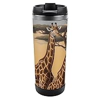 African Wildlife Giraffe Funny Coffee Mug Insulated Travel Drinking Cup with Lid for Home Office Outdoor Works