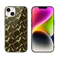 Camo Lizard Pattern Protective Phone Case Ultra Slim Glass Case Shockproof Phone Cover Shell Compatible for iPhone 14 Plus