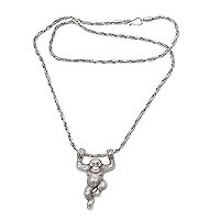 NOVICA Handmade .925 Sterling Silver Pendant Necklace Monkey from Indonesia Tone Animal Themed 'Monkey Charm'