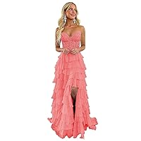 Tiered Lace Corset Prom Dresses 2024 Long Off Shoulder Chiffon Sweetheart A-Line Formal Evening Party Gowns with Slit