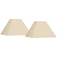 Set of 2 Square Lamp Shades Neutral Beige Medium 6