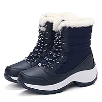 Snow Boots Plush Warm Ankle Boots Winter Shoes White Boots Non-Slip Waterproof Sole Durable Snow Rain Outdoor Boots (Color : Blue, Size : 40)