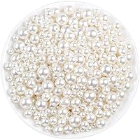 800pcs Beige Pearl Beads 4mm 6mm 8mm 10mm 12mm 6 Sizes Round Pearl Beads 5 Sizes Round Pearl Beads ABS Loose Round Faux Pearl Beads with Holes for Bracelet Neckace Earring DIY Jewelry Making