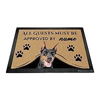 Funny Doberman Dog Welcome Door Mat All Guests Must Be Approved Floor Mat Custom Doormat Home Decoration Gift for Dog Lover 27.5