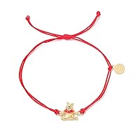 Red and Yellow Gold Adjustable Cord Bracelet, One Size, Zinc