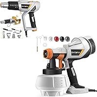 BATAVIA Paint Sprayer, HVLP Electric Spray Paint Gun, 1200ML, 4 Nozzles, 3 Patterns and Heat Gun, 2 in 1 Fast Heating Hot Air Gun 1500W 122℉~1112℉(50°C~600°C) Overheat Protection for Crafts