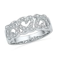 The Diamond Deal 10kt White Gold Womens Round Diamond Triple Heart Band Ring 1/5 Cttw