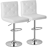 VECELO Adjustable Bar Stools with Back, Bar Height Stools for Kitchen Counter, Bar Stools Set of 2, X-Large Size, White