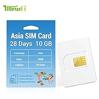 Asia SIM Card 28 Days 10 GB for Thailand, Singapore, Malaysia, Indonesia, Cambodia, Vietnam, Activation Required, Prepaid Data Only Asia SIM Card (28Days 10GB(Activation Required))