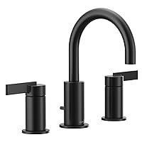Cia T6222BL 8 in. Widespread 2-Handle High-Arc Bathroom Faucet Trim Kit with Optional Brushed Gold Accents, Valve Required, Matte Black