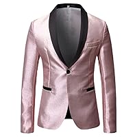 Mens Shiny Gradient Dress Blazer One Button Shawl Lapel Suit Jacket Men Casual Party Prom Wedding Banquet Tuxedo