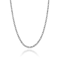 Miabella Italian Rodium Plated 925 Sterling Silver 2.5mm Solid Square Byzantine Necklace for Men Women, Handmade in Italy