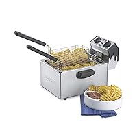 Waring Commercial WDF75RC Heavy Duty 8.5 lb double basket deep fryer, includes 4 twin baskets & 2 night covers - 1800w, 120V, 5-20 Phase Plug, Silver