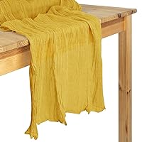 Koyal Wholesale Gauze Table Runner Extra Long Table Runner, Farmhouse Table Runner, Cheesecloth Tablecloth (Mustard Yellow, 28.3 x 157-Inch)