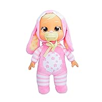 Cry Babies Tiny Cuddles Bunnies Lola - 9 inch Baby Doll, Cries Real Tears, Pink Bunny Themed Pajamas