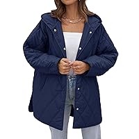 MEROKEETY Womens 2023 Puffer Jacket Coats Long Sleeve Lightweight Hooded Warm Winter Outwear with Pockets