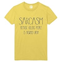 Sarcasm Because Killing People if Frowned Upom Printed T-Shirt - Yellow - 4XL