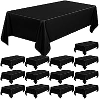 15 Pack 90 x 132 Inch Rectangle Tablecloth 8 Feet Table Cloth Reusable and Washable Tablecloths Stain and Wrinkle Resistant Polyester Table Cover for Wedding Banquet Restaurant Parties (Black)