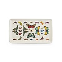 Portmeirion Botanic Garden Harmony Accents Tray White | 13 Inch Serving Platter for Sandwiches, Desserts and Appetizers | Porcelain Rectangular Serving Tray with Butterfly Motif | Dishwasher Safe