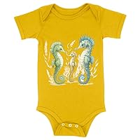 Kawaii Design Baby Jersey Onesie - Seahorse Baby Onesie - Colorful Baby One-Piece