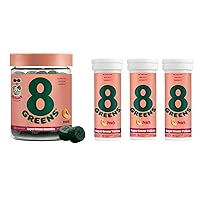 8Greens Daily Greens Gummies and Effervescent Tablets, Vitamin C, Peach, 50 Vegan Gummies and 30 Tablets