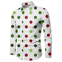 Christmas Shirts for Men Long Sleeve Ugly Santa Claus Button Down Shirts Hawaiian Shirt Funny Costume Shirts for Party(White#05,S)