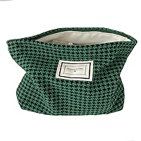 Cosmetic Bags for Women Makeup Bag Large Capacity Purse Travel Toiletries Zipper Storage Pouch Make up Brushes Organizer for Gifts (Houndstooth, Green)
