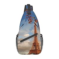 Cross Chest Bag Eiffel Tower Paris Autumn Printed Crossbody Sling Backpack Casual Travel Bag For Unisex