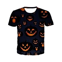 Mens Novelty Pumpkin Scary Face T-Shirts Gift Blouse Funny Halloween Tees