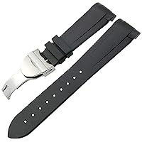 Rubber Watchband 22mm Silicone Watch Strap for Tudor Heritage Black Bay Pelagos Waterproof Bracelets (Color : Black Folding, Size : 22mm)