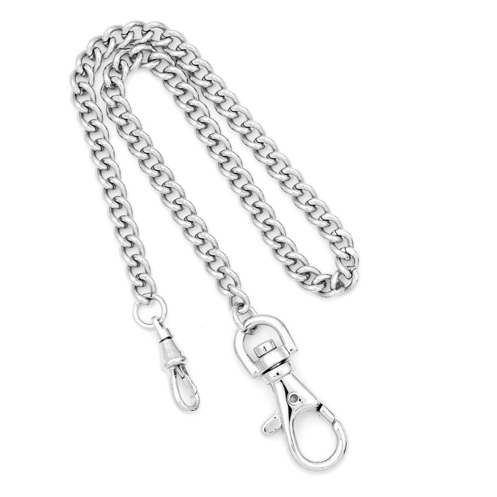 Charles Hubert Stainless Steel 14.5in Pocket Watch Chain w/IP-Plated Clasps