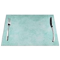 Set of 4 Placemats Aqua Light Blue Green Watercolor Blank Sea Foam Seafoam Non-Slip Washable Place Mats for Dinner Parties Decor Kitchen Table 12x18 Inch