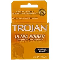 Trojan Stimulations Ultra Ribbed Latex Condoms - 3 ct, Pack of 5