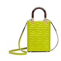 FENDI FF Mini Bag Sunshine Shopper Tote Crossbody Bag Calf Leather Green 8BS051