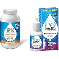 1200mg Omega 3 Supplement for Eye Nutrition, Organic Flaxseed Triglyceride Fish Oil and Vitamin E, 180 Count & Dry Eye Therapy Eye Drops for Dry Eyes, 1.0 Fl Oz