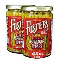 Foster's Pickled Asparagus- Red Pepper- 32oz (2 Pack) - Pickled Asparagus Spears in a Jar- Traditional Pickled Recipe -Gluten Free - Fat Free Pickled Asparagus Spicy - Preservative Free Fresh Pickles